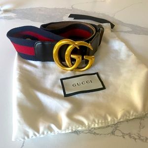 Authentic Gucci Nylon Web with gold Double G buckle